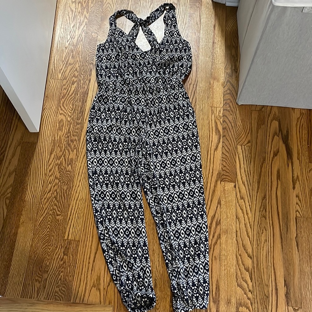 Loft Blue and White Jumpsuit. Size Small